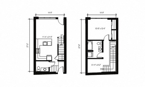 Stack House Apartments in Seattle, Washington 1x1.5 Townhome Floor Plan